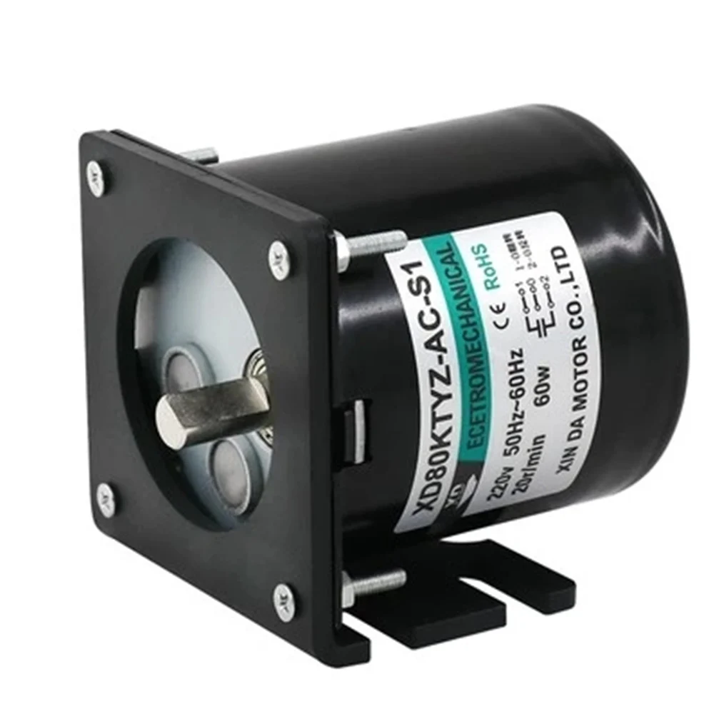 80KTYZ Sumbu Eksentrik 220V 60W AC Motor Sinkron + Braket 5Rpm -110Rpm Motor Mikro Motor Magnet Permanen Kecepatan Rendah