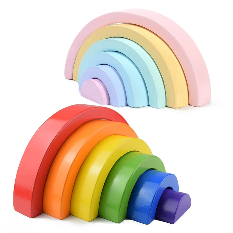 Baby Toys Rainbow Stacker Wooden Toys For Children Learning Building Blocks Creative Montessori Educational Toy