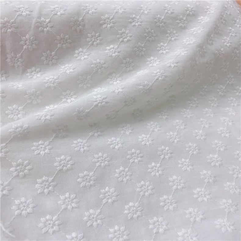 Cotton Embroidery Eyelet Fabric Sof Comfortable Cotton Cloth For Women's And Children's Clothing DIY Tissue Sold By The Yard