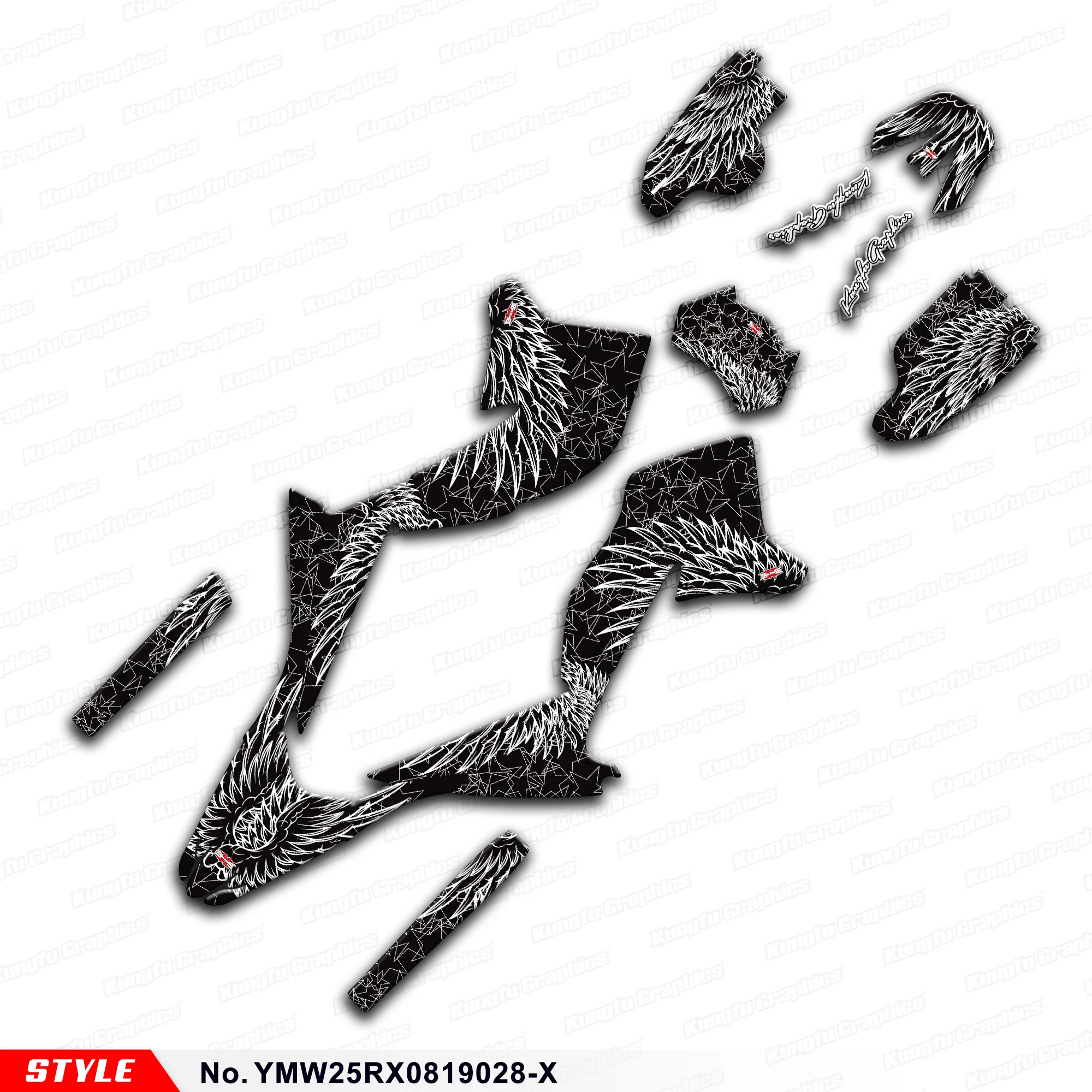 

Aftermarket Black and White Decal Stickers for WR250X WR250R 2008 2009 2010 2011 2012 2013 to 2020, Style No. YMW25RX0819028-X