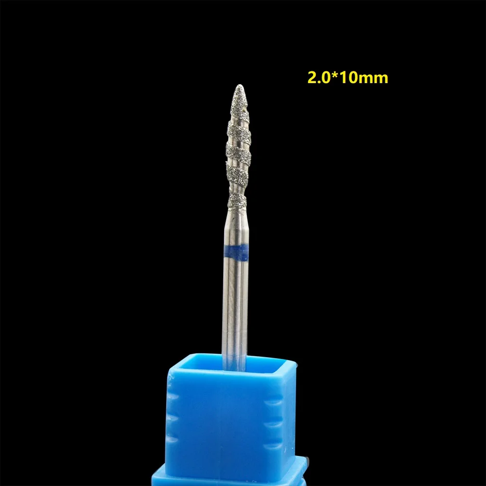 Nuovo! Tornado Column Diamond Nail Drill Bit 3/32 "Diamond Cutter per Manicure Rotary Cucitle Burr Drill accessori Mills Tool