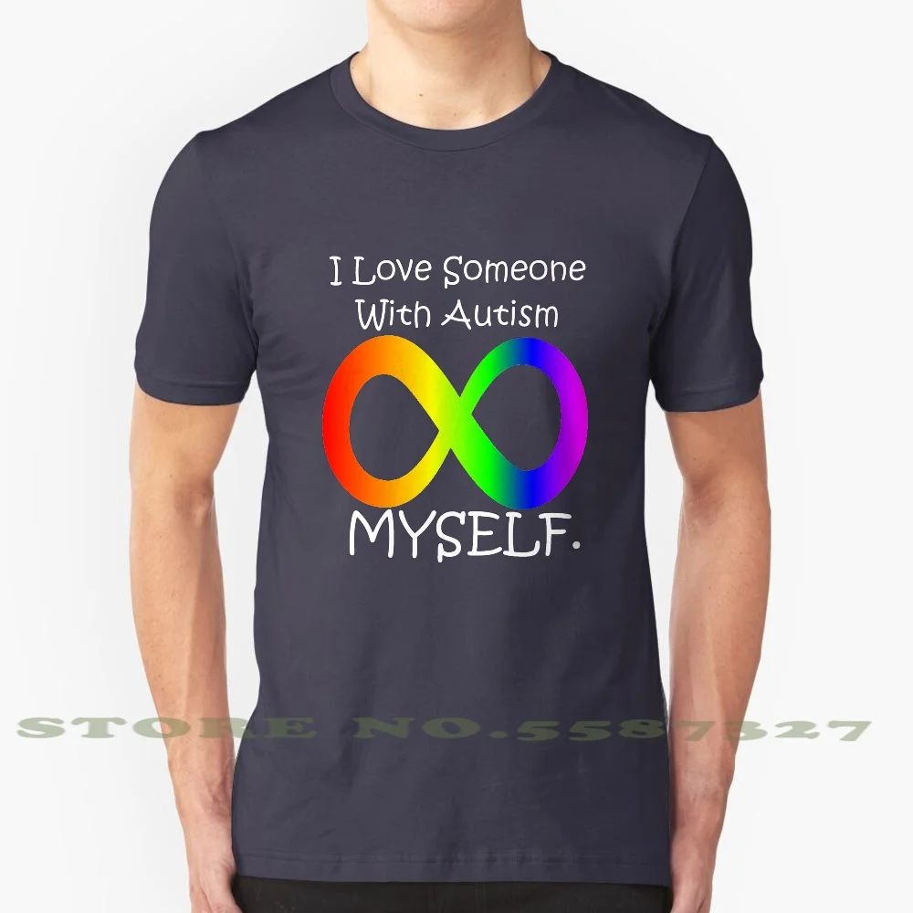 I Love Myself ( Autism Design White ) 100% Pure Cotton T-Shirt Autsim Aspergers Asd Austism Spectrum Dissorder