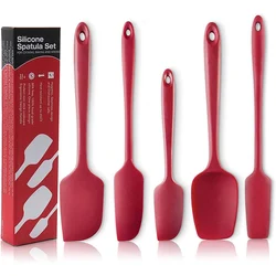 Leeseph High Heat-Resistant Premium Silicone Spatula Set, Seamless Design, Non-Stick with Stainless Steel Core, Cooking/Baking