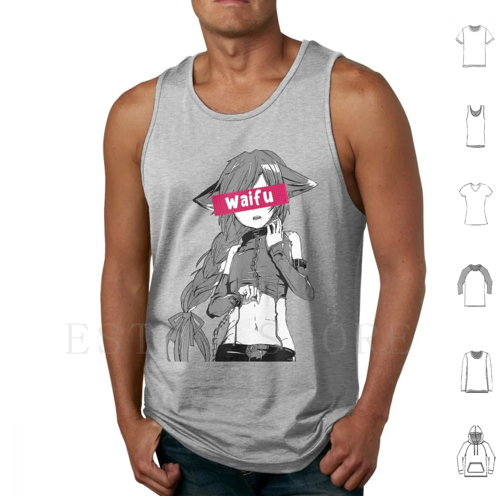 Anime Hentai Waifu Material Manga Comics Tee Cosplay Tank Tops Vest Sleeveless Anime Hentai Waifu Material Manga Comics