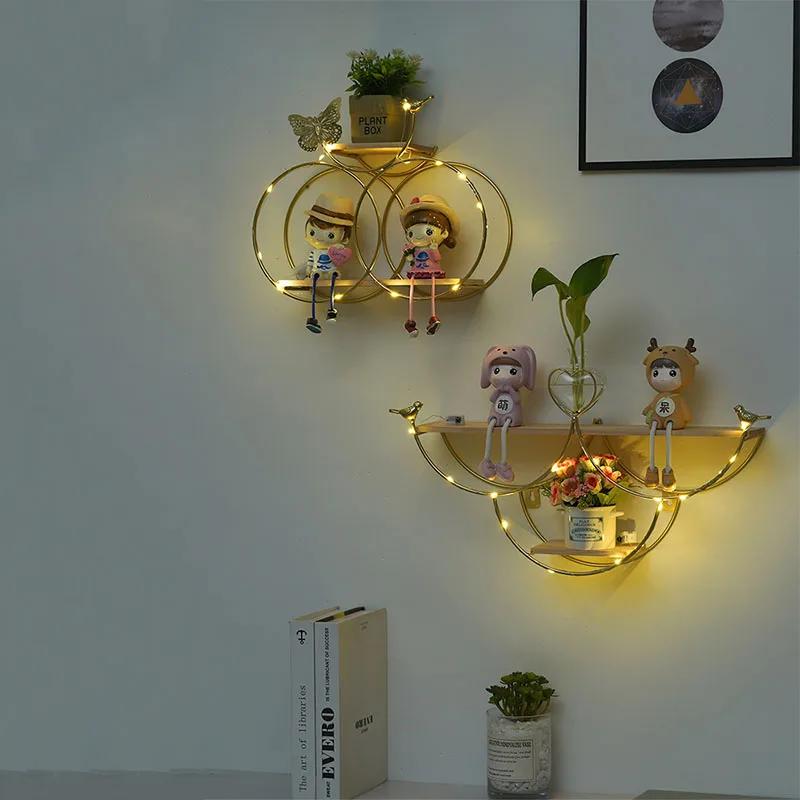 Nordic Creative Non Perforated Decorative Pendant Wall Decoration Living Room Milk Tea Shop Hydroponic Wall Hanging Wall Shelf
