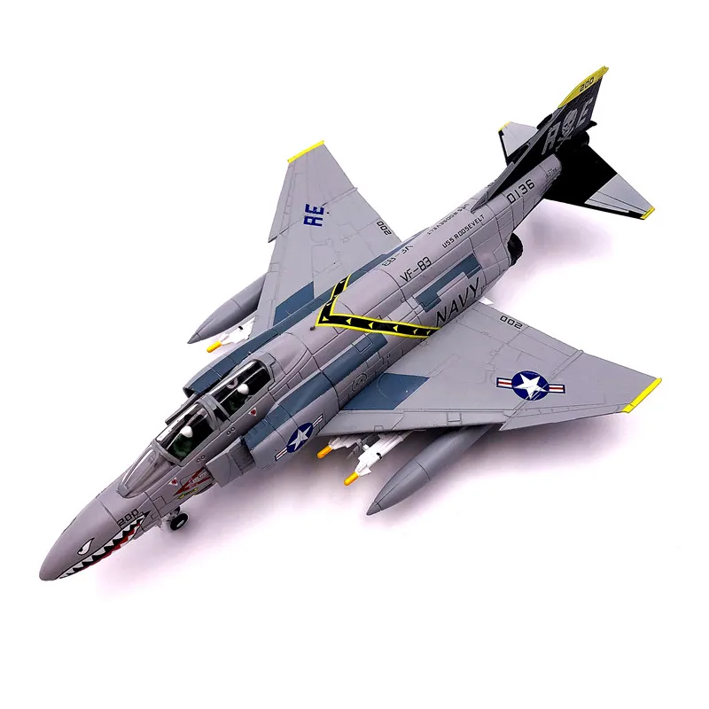 Diecast  1/100F-4 Ghost Pirate Flag Squadron F-4B Fighter Model Desktop Decoration Adult Holiday Gift