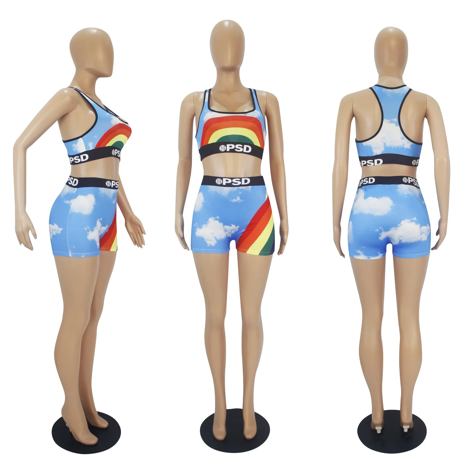 Chándal Sexy de dos piezas para mujer, conjunto de Sujetador deportivo y pantalones cortos de cintura alta, ropa deportiva para playa y natación, verano, 2021