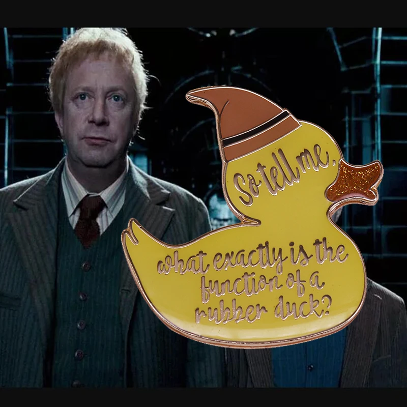 Cute toy Yellow Rubber Duck Enamel Pin Magic Movie Series Arthur Weasley Funny Quotes Badge Shiny Brooch