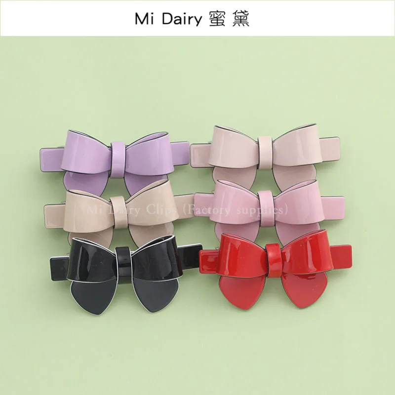 Clearance Sale = Mi Dairy Brand High-end acrylic bow knot ribbon Korea hair barrettes clips clamp for women girls