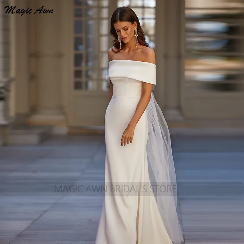 Magic Awn-Vestidos De Novia De sirena para mujer, Bodi bohemio con tirantes De tul y hombros descubiertos, traje De boda