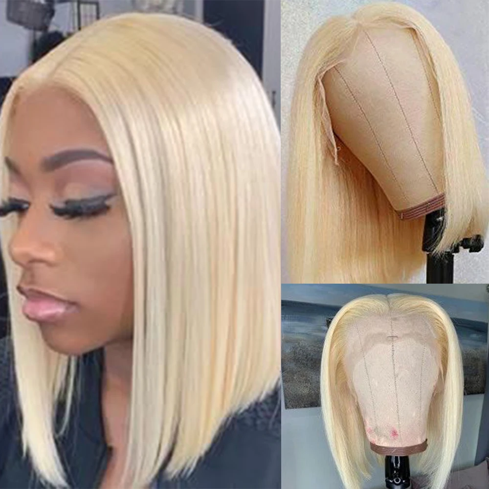 613  Short Bob Lace Front Wig  Human Hair For Black Women Glueless Brazilian Remy hair 13x4 Straight Human Hair Wigs Prepluck