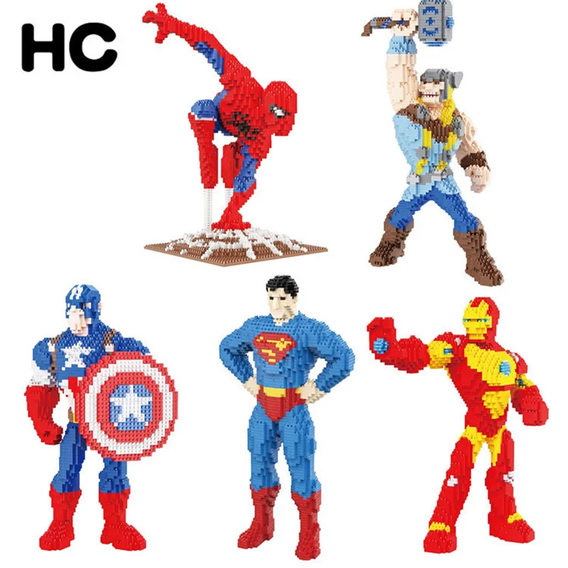 Marvel Super Heroes Diamond Building Block Iron Man Thor Captain America Figure Cute 3D Model For Children Mini Bricks Toys