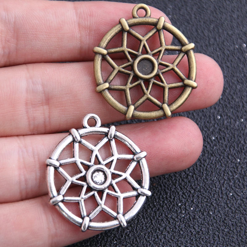 10pcs 27*30mm New Two Color Big Dream Catcher Charms Pendants For DIY Jewelry Handmade Making Accessorie