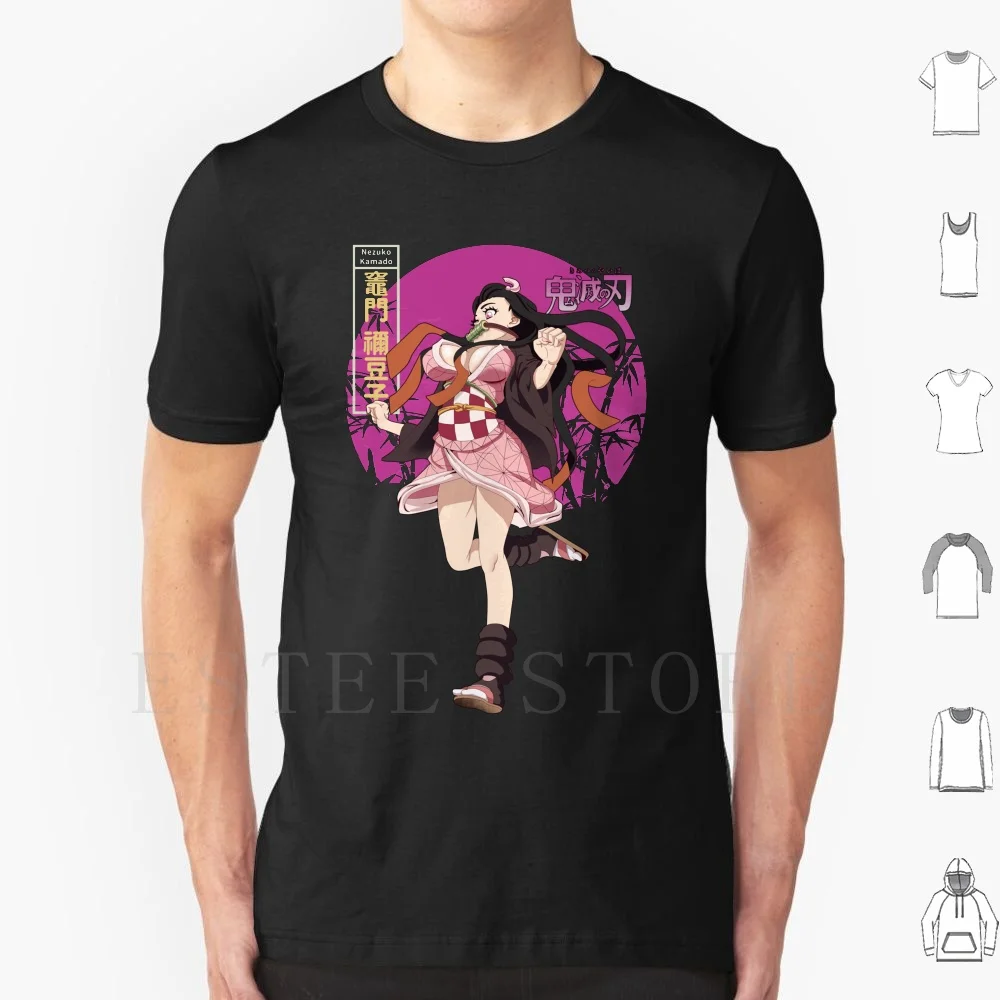 Nezuko Adult T Shirt Men Cotton 6xl Nezuko Anime Demon Kimetsu No Yaiba Inosuke Tanjiro Cute Manga Kawaii Demon Tanjirou