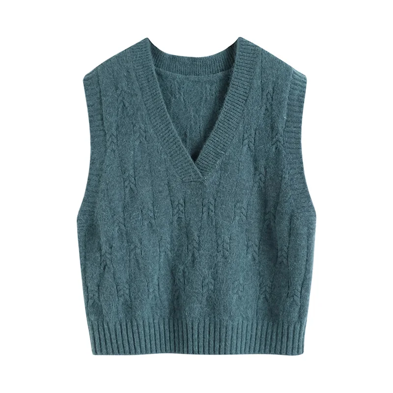 Winter Women Knitted Vest Sweater  Sleeveless V-Neck Cotton Sweater Loose Casual Solid Color Pullovers 【Fans Reduce $1】