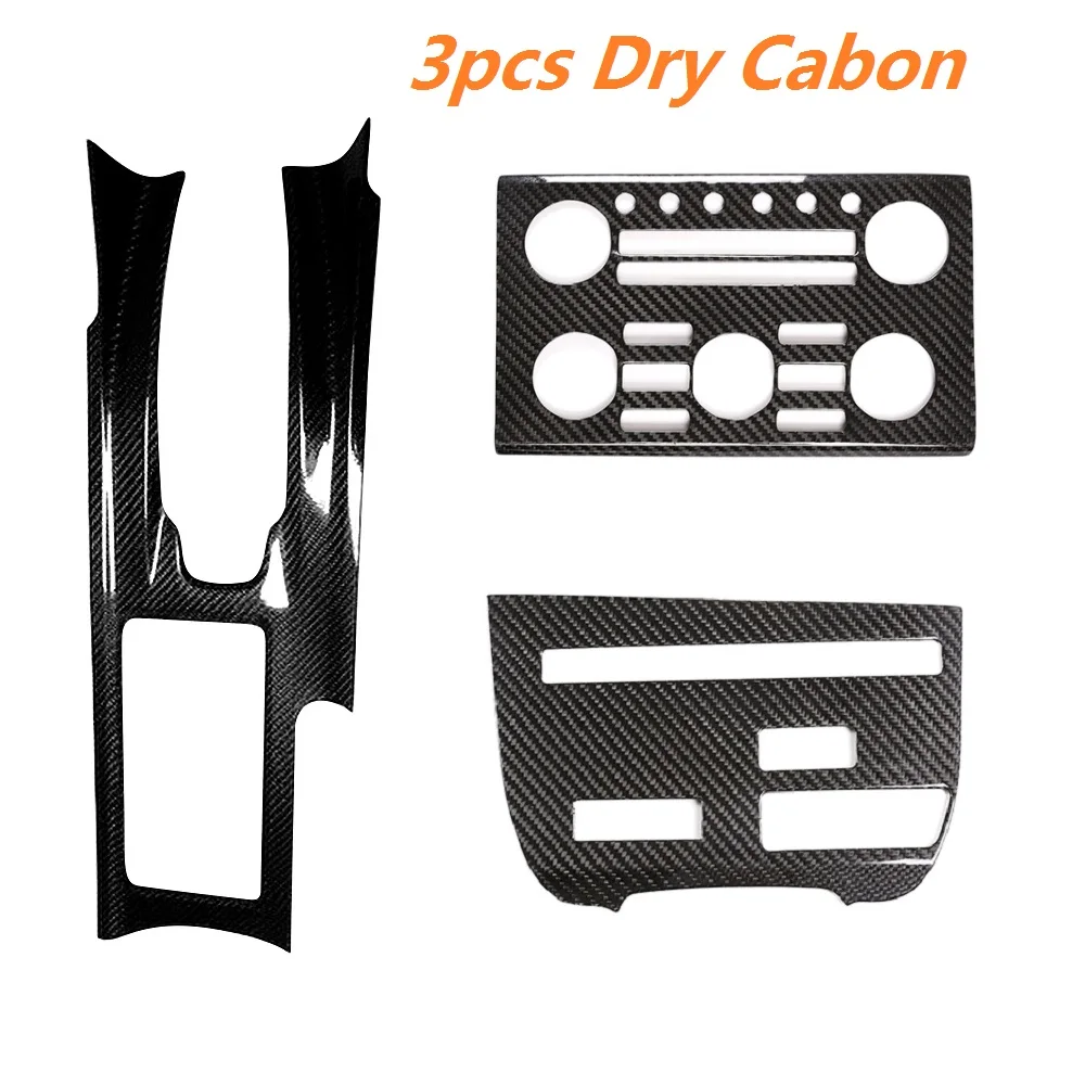 Dry Carbon Fiber Car Gear Panel Central Control CD Volume Control Panel Decorative Trim For 2008-2016 Nissan GTR R35 3PCS set