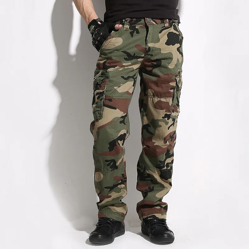 Oversize Waterproof Camouflage Tactical Pants War Game Cargo Pants Mens Multi-Pocket Trousers  Men Clothing