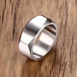 Men's Flat Top Ring, Stainless Steel Band Four Rings,Male Jewelry