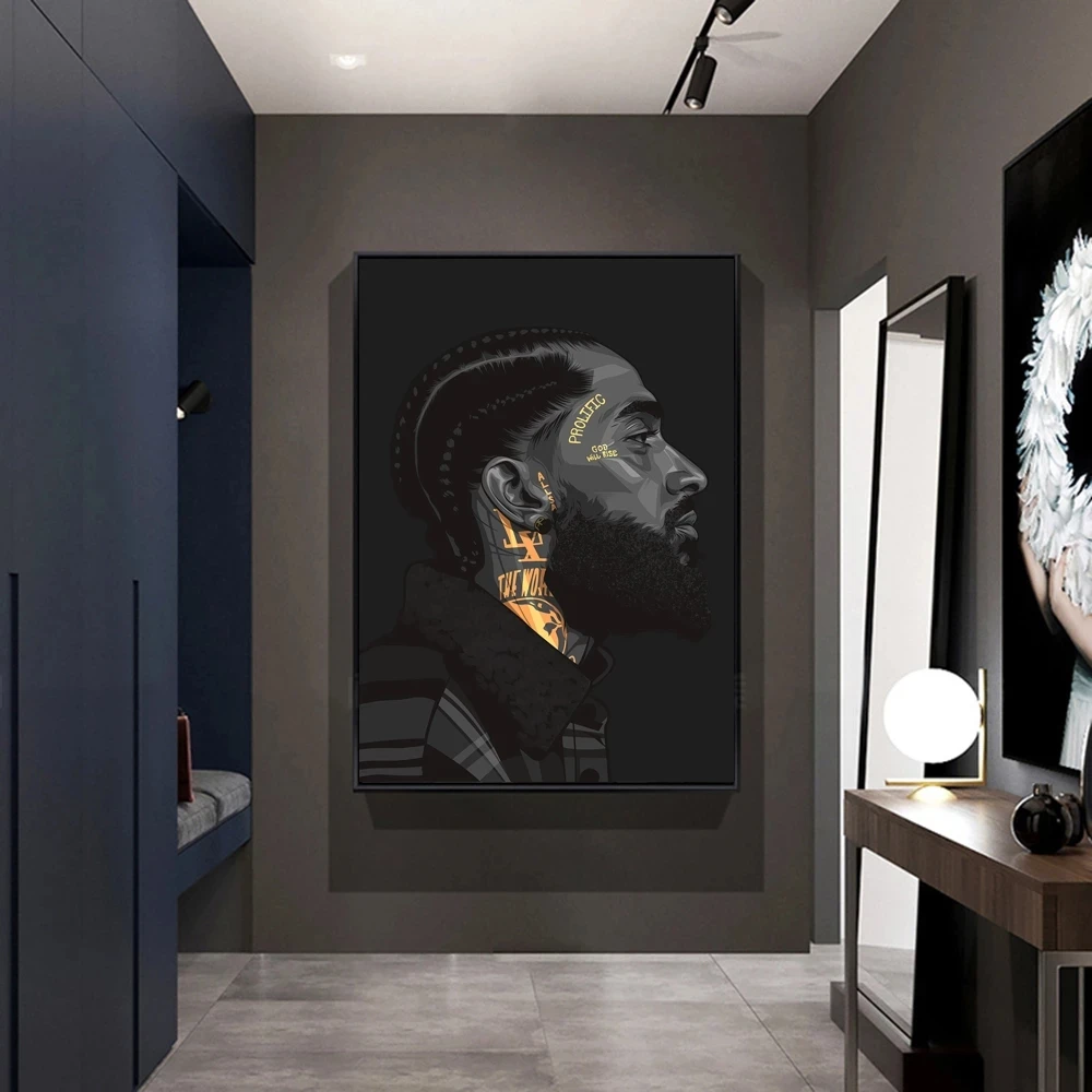 Nipsey Hussle Hip Hop Music Rapper Singer Art Canvas Print Painting Portrait Living Room Wall Pictures Home Decoration Posters