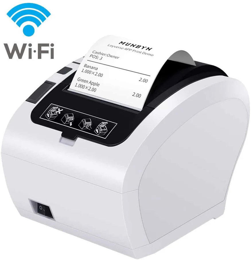 80mm 300m/s Thermal Receipt Printer POS Billing Printer Wireless WIFI/Bluetooth Printer Auto Cutter Android/iOS/Windows ESC/POS