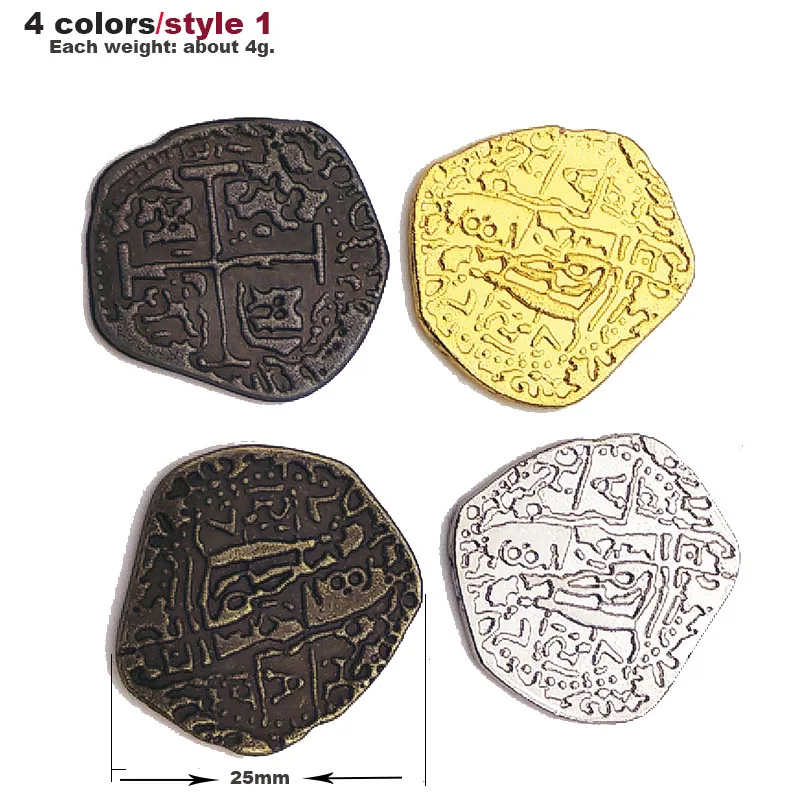 1 pieza europea España Doubloon moneda de oro capitán pirata juguete fiesta moneda de metal tesoro juego caza