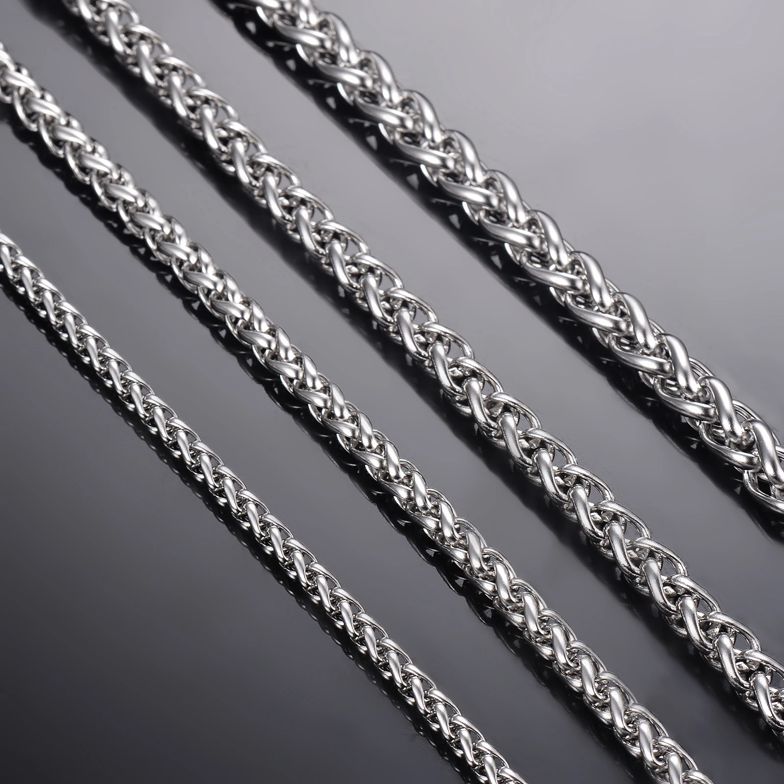 1 pezzo larghezza 2.5mm/3mm/4mm/5mm/6mm collana a catena a maglie a chiglia per uomo donna collana a catena in acciaio inossidabile