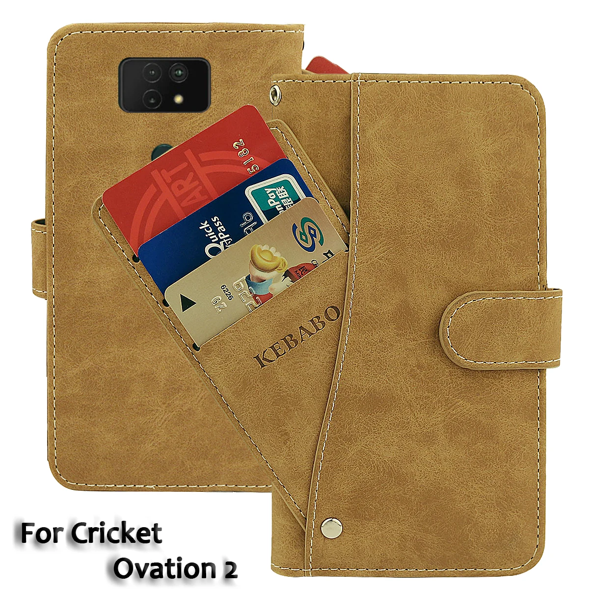 

Vintage Leather Wallet Cricket Ovation 2 Case 6.8" Flip Luxury Card Slots Cover Magnet Phone Protective Cases Bags