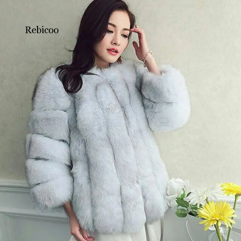 New Design Fashion Winter Women Faux  Fur Coat Woman Jacket Fox Fur Female Ladies Fur Coats Size S-XXXL