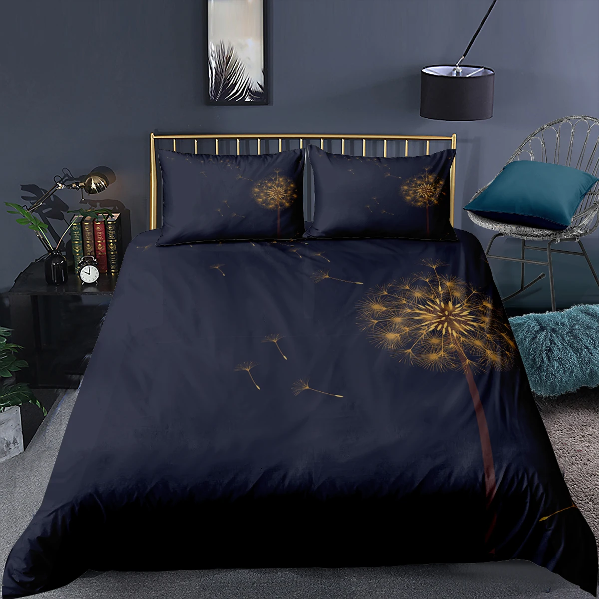 

Black Dandelion Bedding Set And Pillowcase Single Twin Queen King Size Super Soft Autumn Home Textile Luxury Duvet Cover