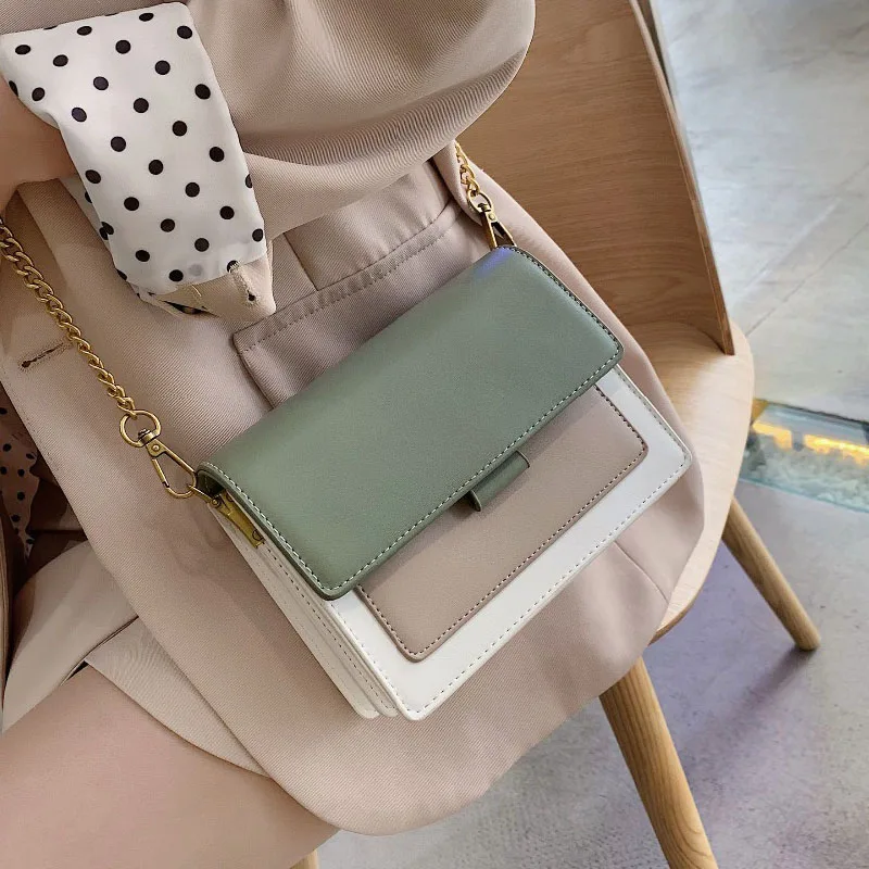 Mini Leather Crossbody Bags for Women 2020 Green Chain Shoulder Simple Lady Travel Purses and Handbags Cross Body Bag