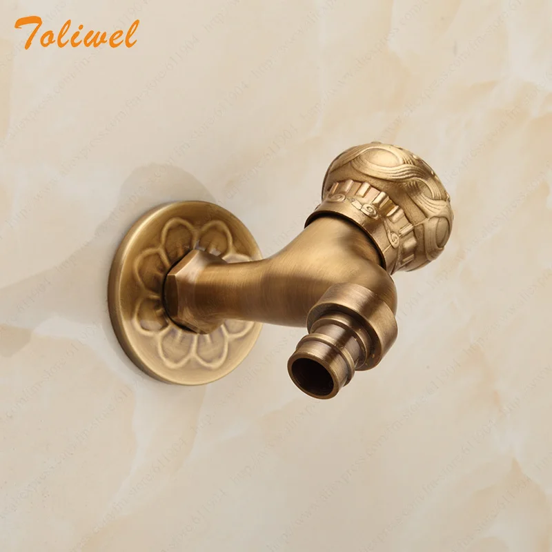 Antique Brass Artistic Round Handle Bathroom Faucets Kitchen Laundry Mop Sink Garden Faucet Cold Water Tap 2610040