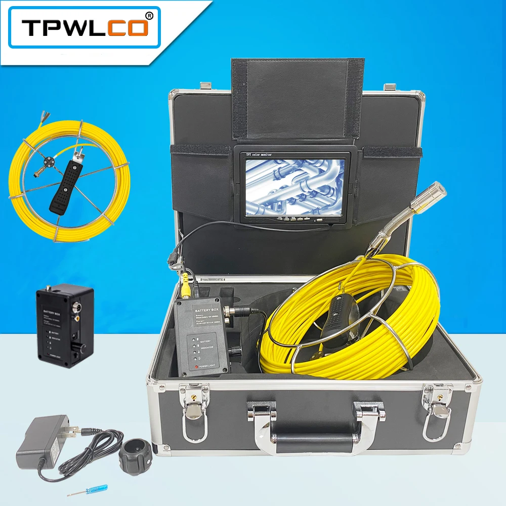 

Drain Sewer Pipe Inspection Endoscope System DVR Video Recorder 7" Monitor 23mm Industrial Camera With 12pcs LEDS 20-50m Cable