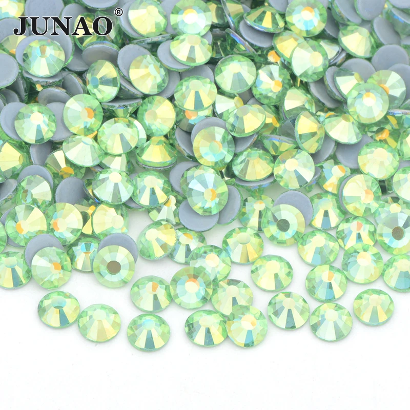 JUNAO SS 6 8 10 16 20 30 Light Rose AB Hot Fix Rhinestone Flatback Crystal Strass Hotfix Iron On Glass Stone for Dress Shoes