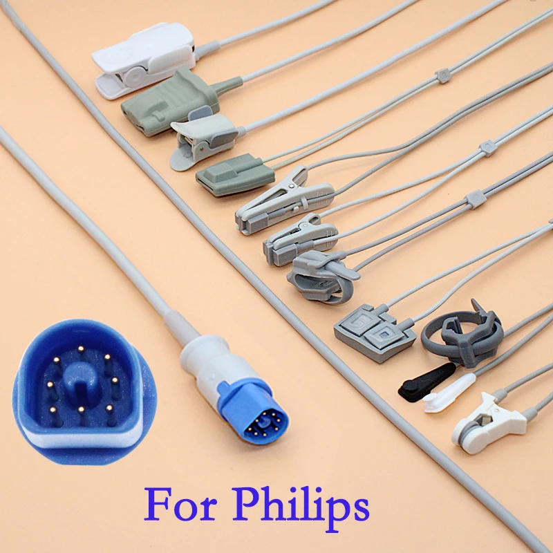 

Compatible with M1191A 8pin Spo2 Sensor for Philips C1,C3,M3,M4, VirDia, MP20,MP30, MP40/50/60/70/90, VM4,VM6,VM8 Probe Cable.