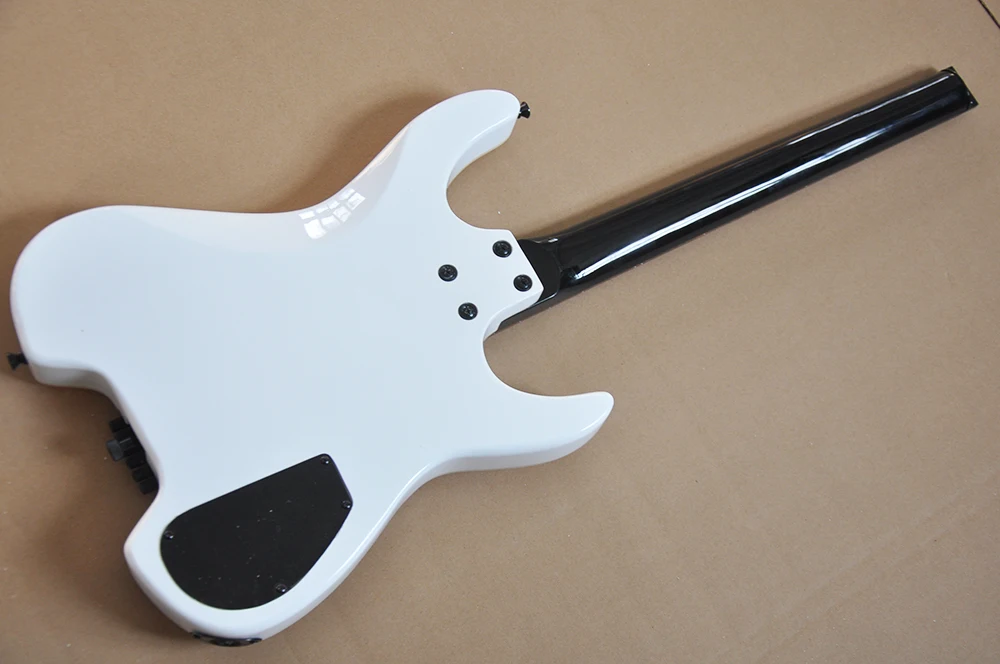 Left Handed White Headless Electric Guitar with Rosewood Fretboard,24 Frets,Customized Logo/Color Available