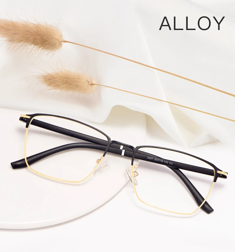 

Fashion Business Glasses Frame for Men and Women Spectacles Alloy Metal Frame Eyeglasses with Recipe Prescription Opticals