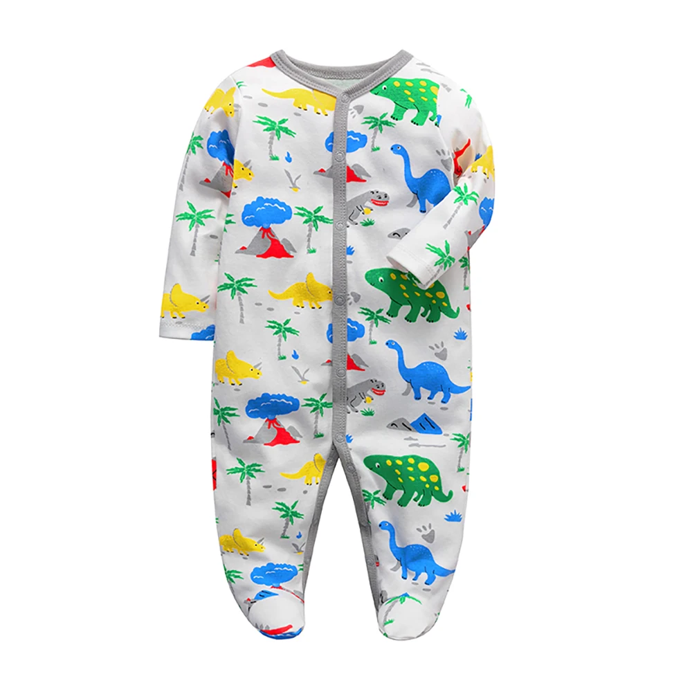 Sleepwear for Newborn Boys and Girls Long Sleeved Cute Print Cotton Fashion Pajamas 0-12 Months Sleepsuit Baby Clothing