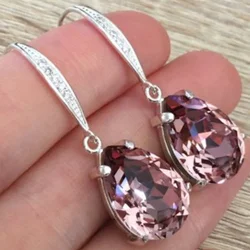 Huajie Charming Women's Water Droplet Shaped Bright Diamond Zircon Earrings Shining Party New Female Earring Jewelry Tide