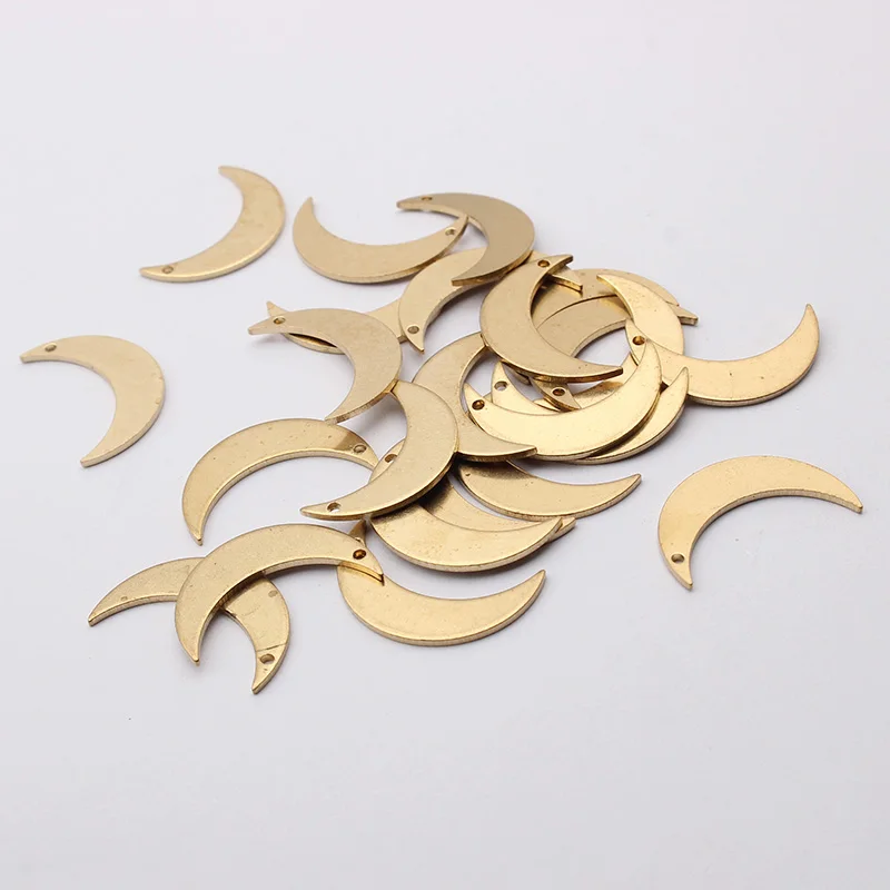 20pcs Raw Brass Earring Charms Hollow Crescent Moon Pendant Charms For Women Necklace Jewelry Findings Making Crafts