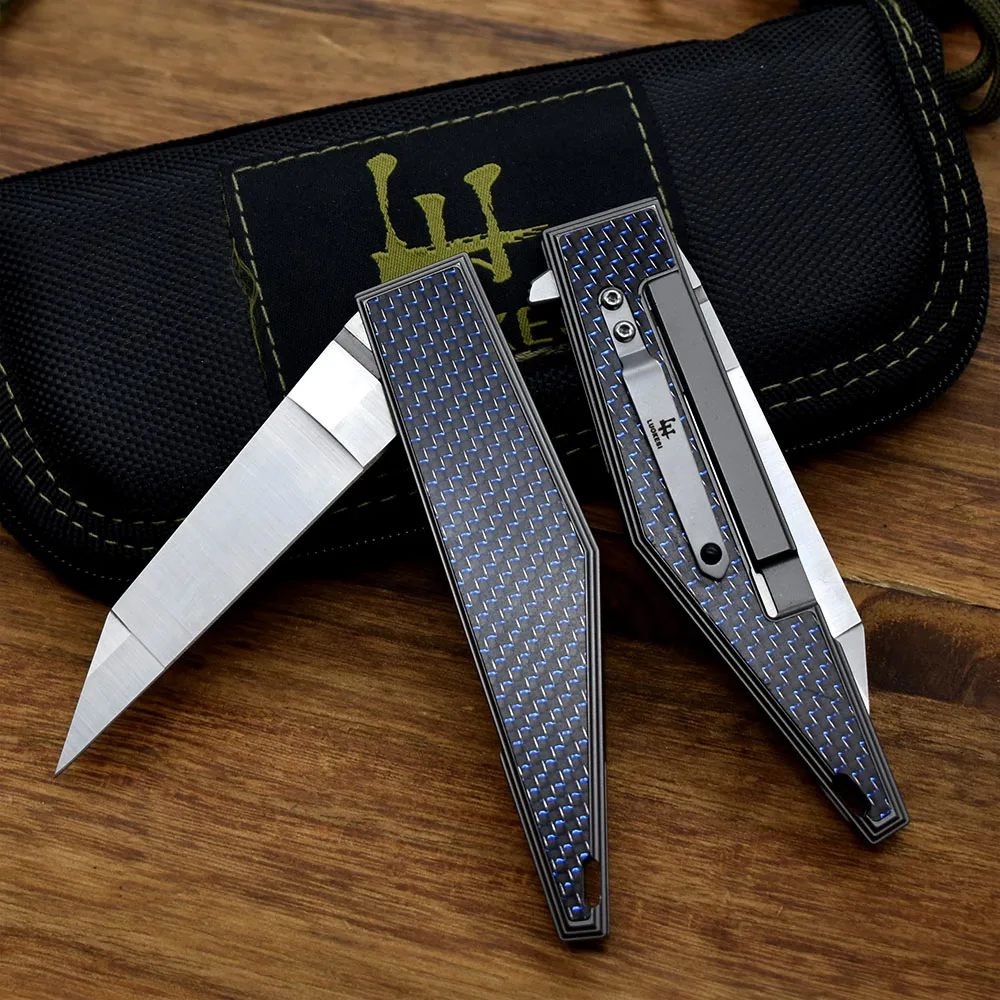 M390 faca dobrável de aço para acampamento, faca de sobrevivência para acampamento ao ar livre, de fibra de carbono, material de autodefesa, coleção de presentes