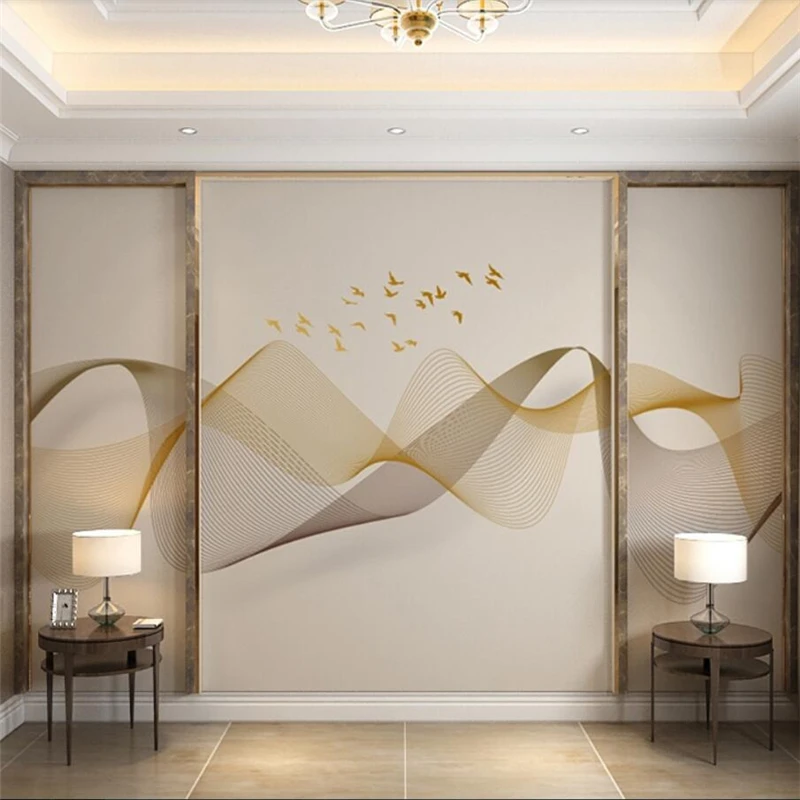 

Custom wallpaper 3d modern minimalist abstract line bird artistic conception landscape background wall living room bedroom Обои