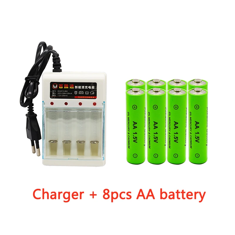 AA battery 3000mAh 1.5V alkaline AA rechargeable battery for remote control toy light battery EU plug1.2V 1.5V AA AAA charger