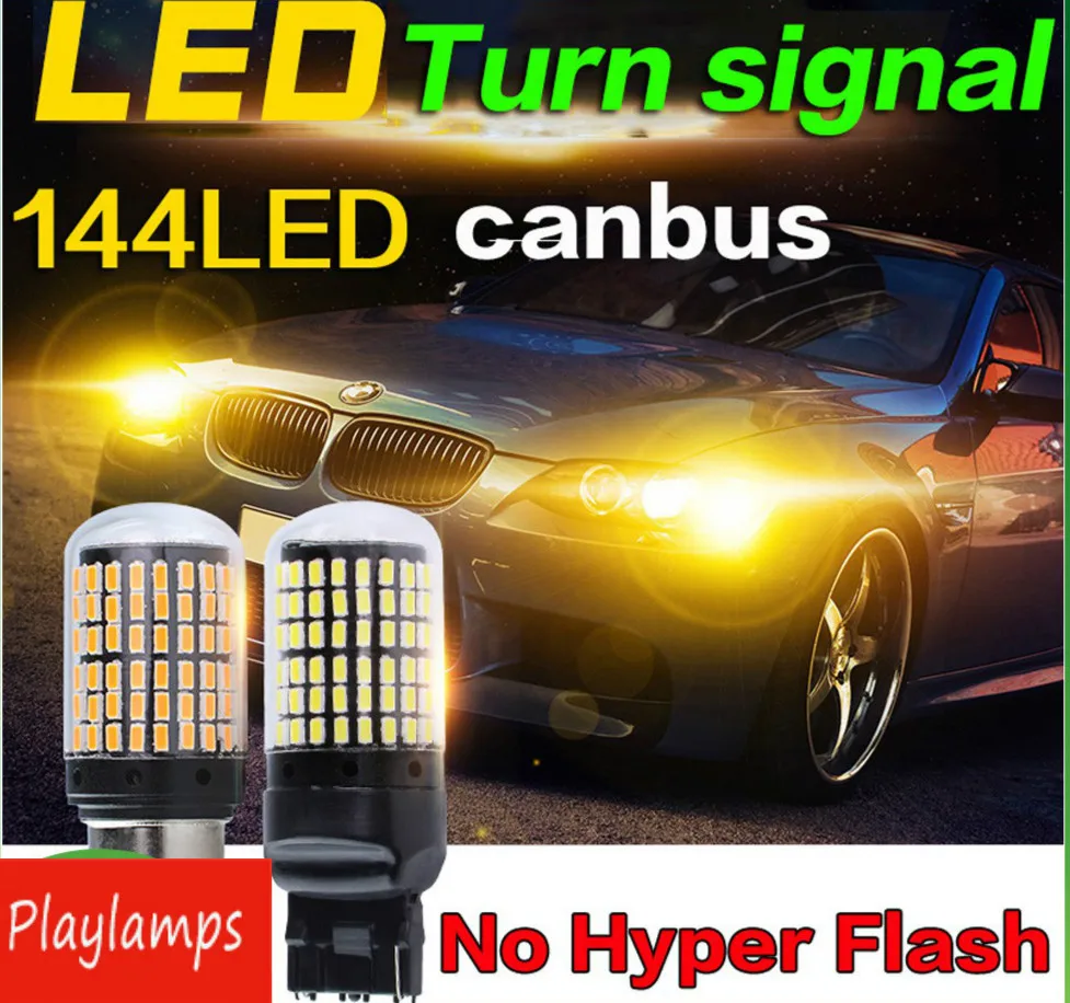 10pcs 1156 BA15S Led Turn Signal Lamps 144 lamp T20 W21W  constant current No hyper flash Led turn signal Lights For cars