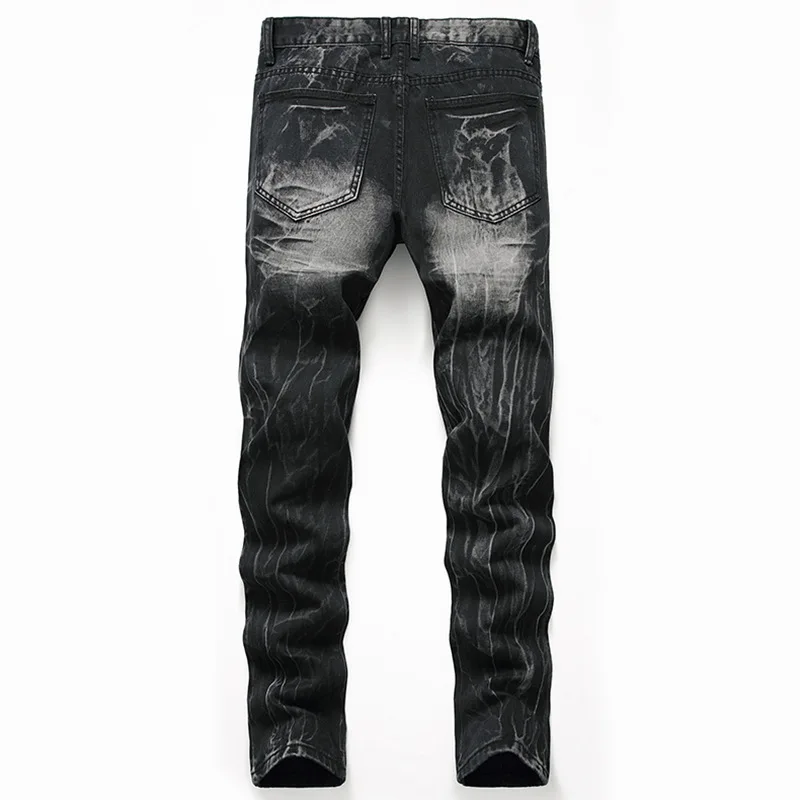 High Quality Men's Knee Ripped Color Stretch Slim Denim Pants Streetwear Male Casual Cotton Motorcycle Hip Hop Biker Trousers