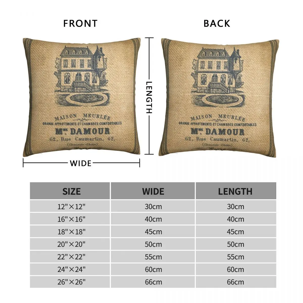 Vintage Burlap French House Design Square Pillowcase Polyester Linen Velvet Zip Decor Pillow Case Room Cushion Cover 18\