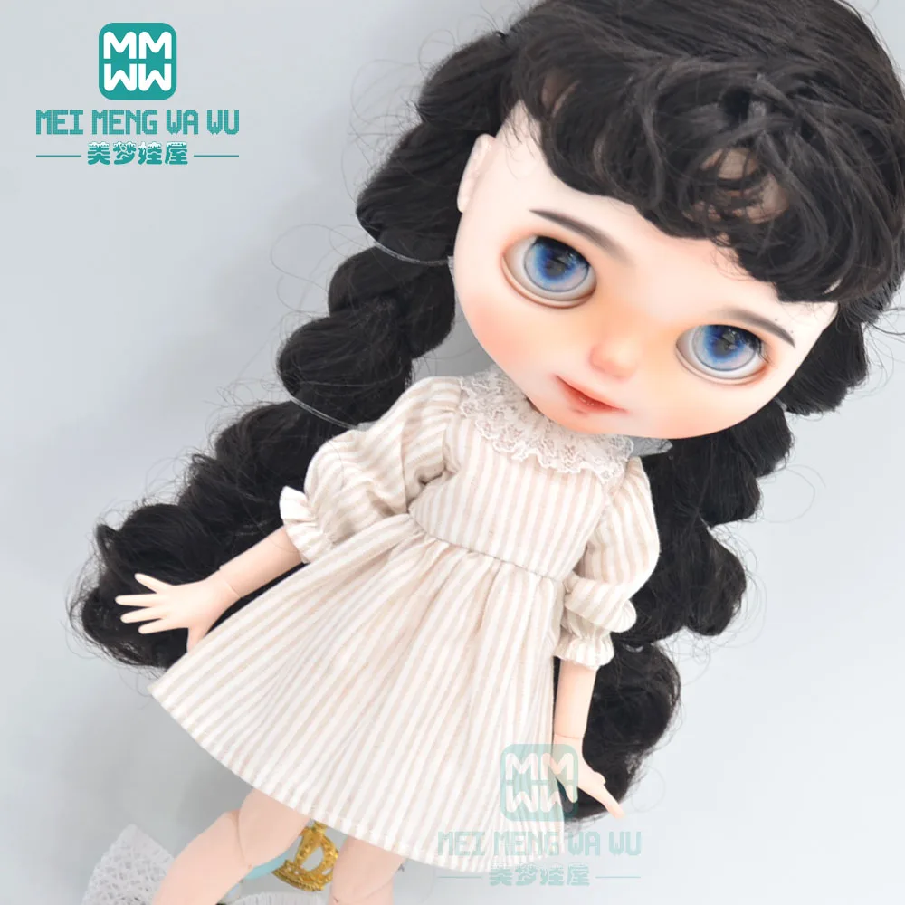 

Blyth Clothes Fashion Retro Doll Collar Dress, Denim Skirt for 28-30CM Azone OB23 OB24 Doll Accessories