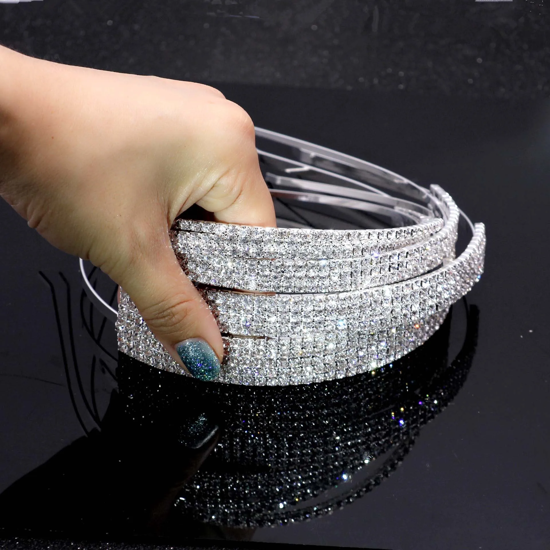 TREAZY Silver Color Full Rhinestone Crystal Hairbands for Women Girls Headband Wedding Prom Tiara Bridal Hair Accessories