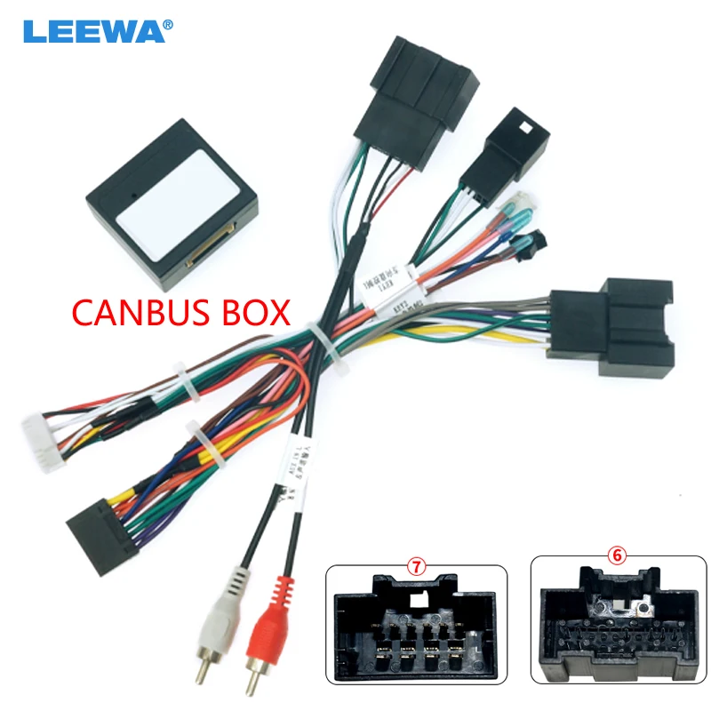 LEEWA Car Audio 16pin Wiring Harness With Canbus Box For Chevrolet Sail 3 Aftermarket Stereo Installation Wire Adapter #CA6640