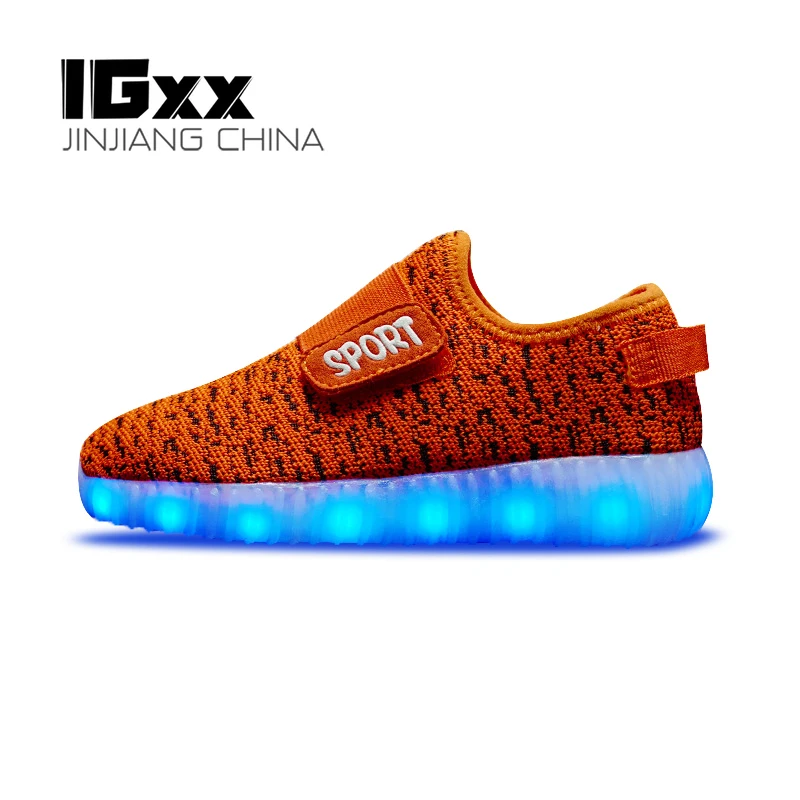 

IGxx LED Light Up Shoes LED For Kids Hook&Loop Best Gift USB Charging Glowing LED Girls Shoes Child Luminous Sneaker Toddler