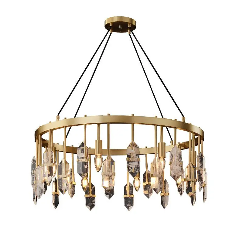 

LED Postmodern Luxury Chandelier Copper Crystal Living Room Bedroom Hanging Lamp E14 Dining Villa Lobby Creative Chandeliers